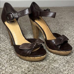 Brown Leather Platform Heels, Gianni Bini, Size 7.5